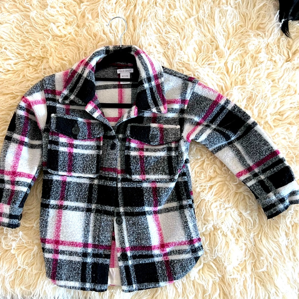 Girls Falls Creek Pink & Plaid/Lined/ Button Closure Shirt-Jacket ~ Size 7/8